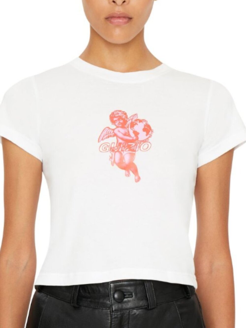 Guizio Angel Babydoll Cropped Tee Size L.
